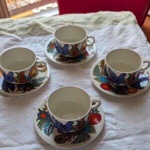 Porcelain cup and saucer set "Acapulco" pattern by Villeroy & Boch